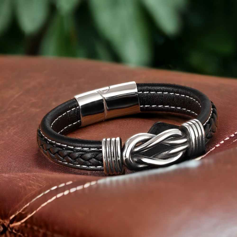 | TO MY GRANDSON | FOREVER LINKED LEATHER BRACELET | ZIAVIA |