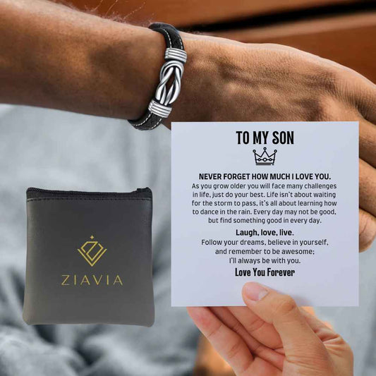 | TO MY SON | FOREVER LINKED LEATHER BRACELET | ZIAVIA |