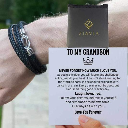 ZIAVIA | Love You Forever Leather Bracelet | Grandson |