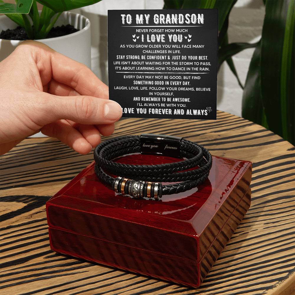 ZIAVIA | Love You Forever - Leather Bracelet | To My Grandson