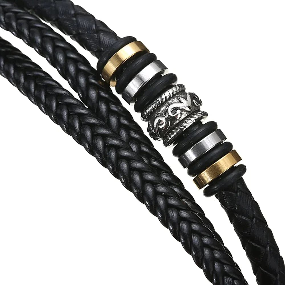 Men's Leather Bracelet with Engraved Message - Love You Forever - Gift for Grandson (8.6")