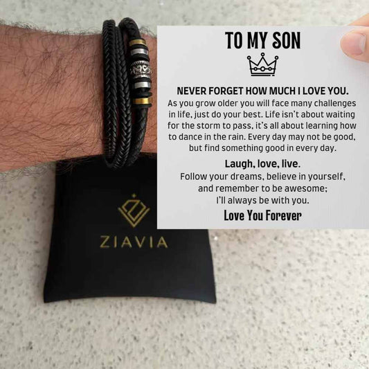 To My Son - LOVE YOU FOREVER - MEN'S LEATHER BRACELET (8.6")