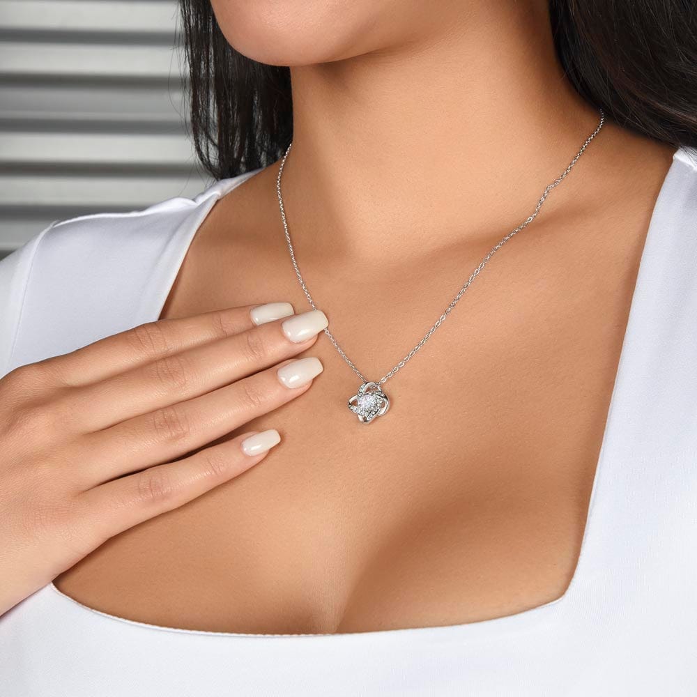 ZIAVIA My Daughter Vesta Knot Necklace - Mother Daughter Gift, Sterling Silver, Cubic Zirconia, Never Forget How Much I Love You | Gift Box