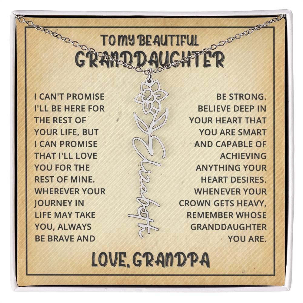 ZIAVIA  |  Flower & Name Necklace  |  Granddaughter & Grandpa