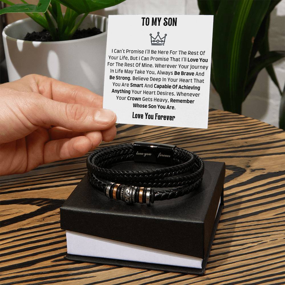 ZIAVIA | To My Son | Leather Bracelet | Strong & Brave