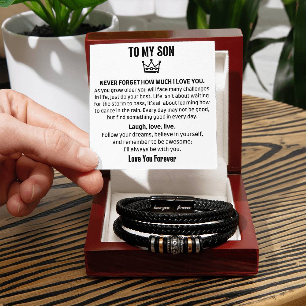 ZIAVIA | To My Son - LOVE YOU FOREVER - MEN'S LEATHER BRACELET