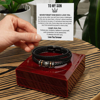 ZIAVIA | To My Son - LOVE YOU FOREVER - MEN'S LEATHER BRACELET