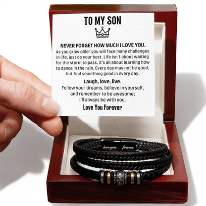 ZIAVIA | To My Son - LOVE YOU FOREVER - MEN'S LEATHER BRACELET