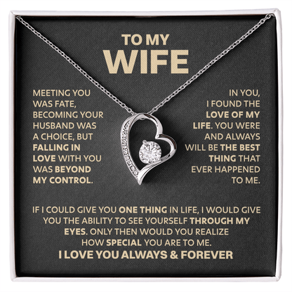 My wife necklace "Meeting you was fate" Ziavia Heart Necklace