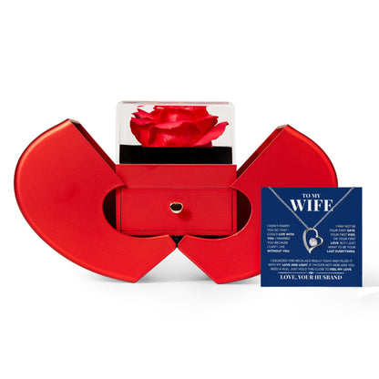 Ziavia Heart Rose Box - Heart Necklace - Wife Can't Live Without You