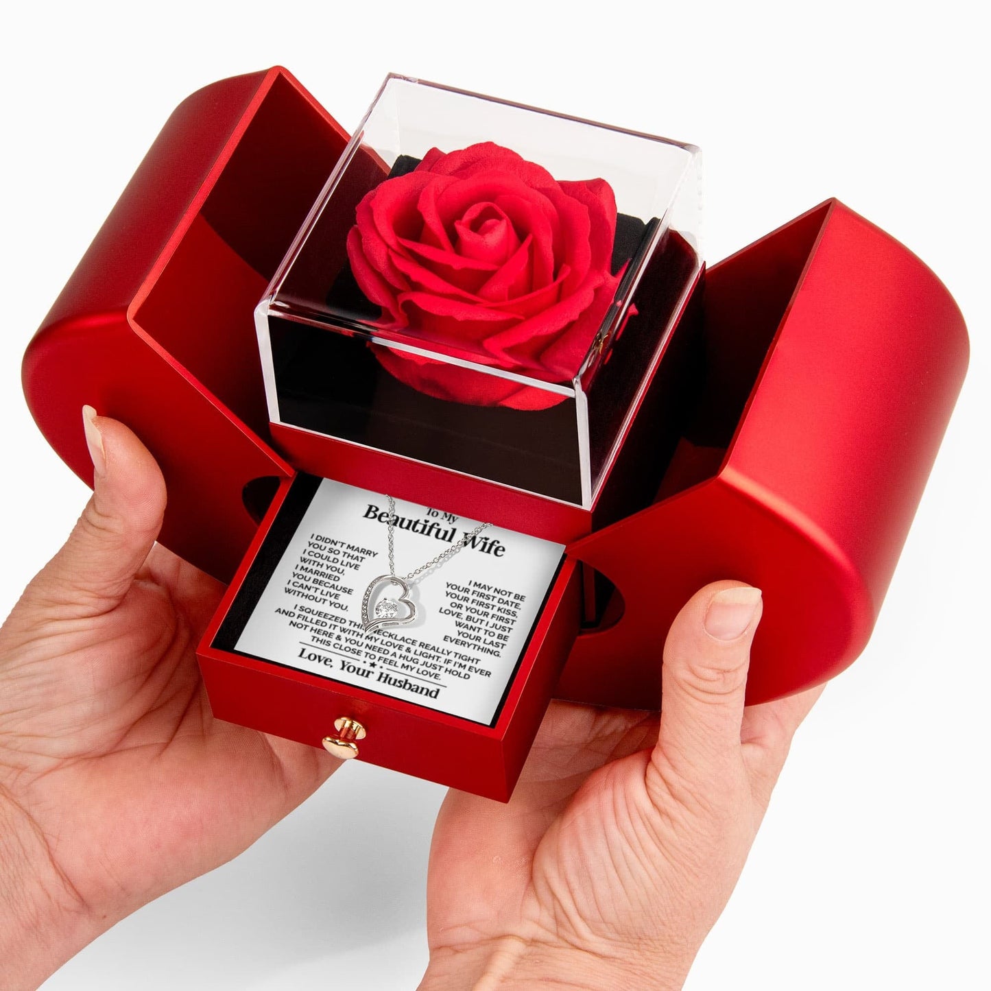 Ziavia Heart Rose Box - Heart Necklace - My Beautiful Wife