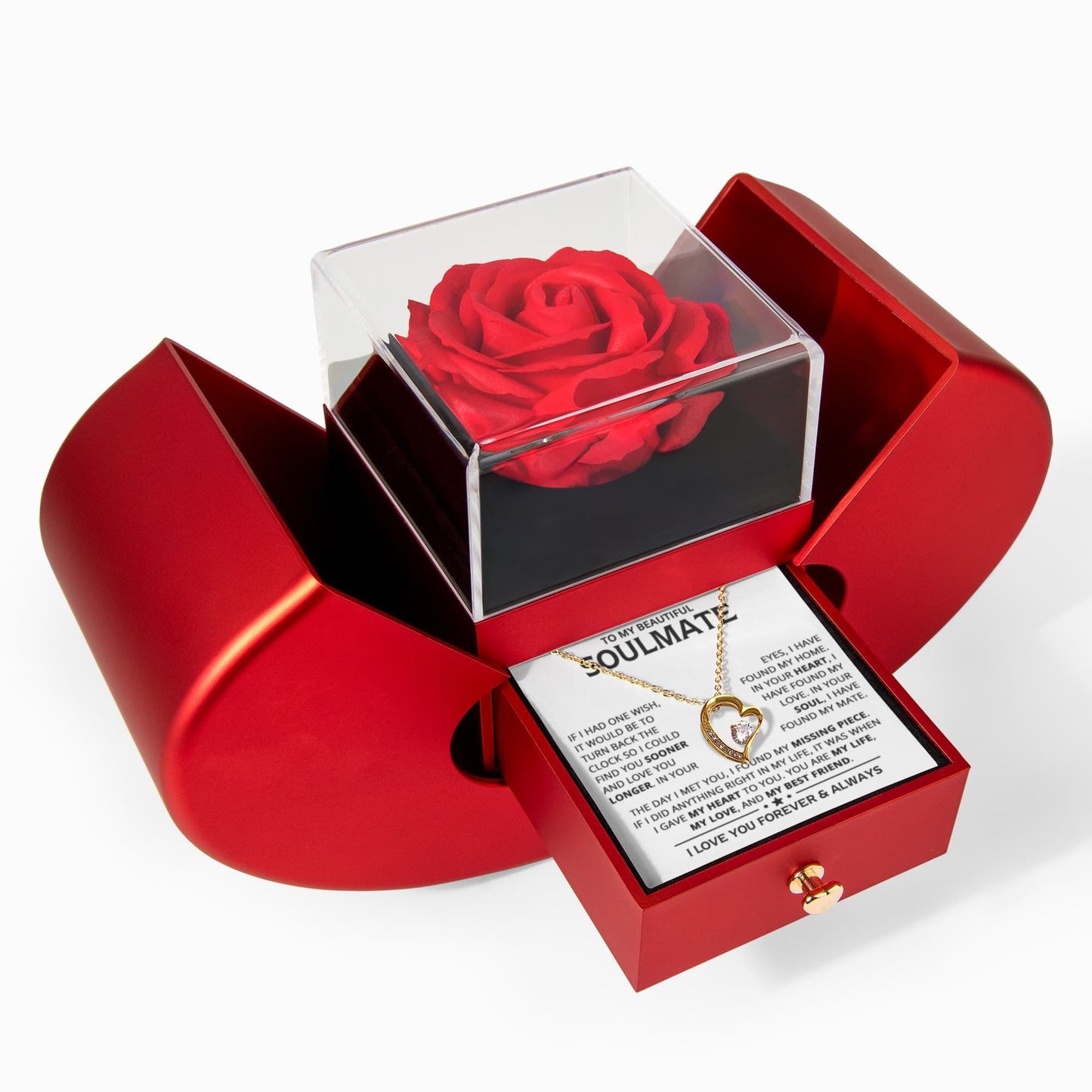 Ziavia Heart Rose Box - Heart Necklace - Soulmate My Best Friend