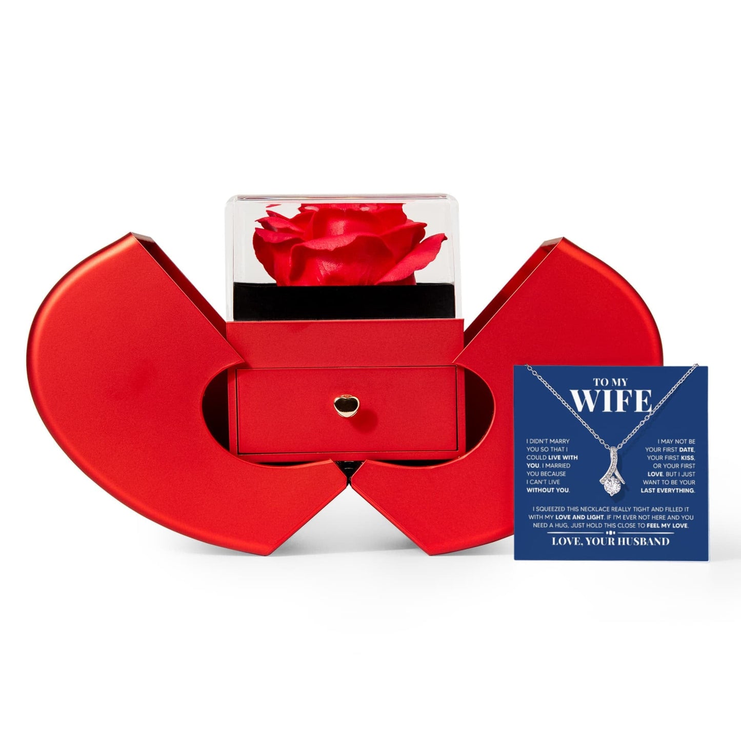Ziavia Heart Rose Box - Alluring Necklace - Wife Can't Live Without You