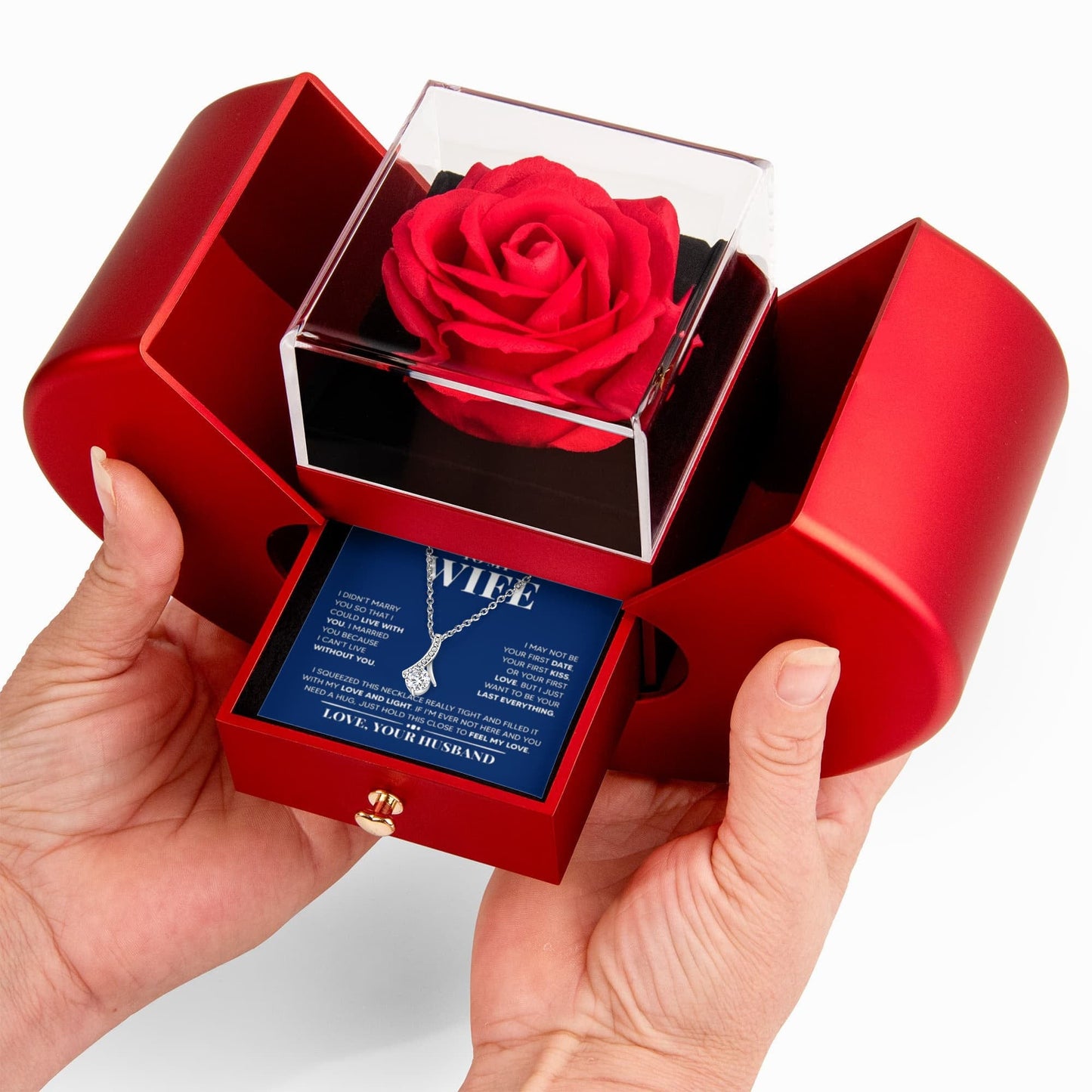Ziavia Heart Rose Box - Alluring Necklace - Wife Can't Live Without You