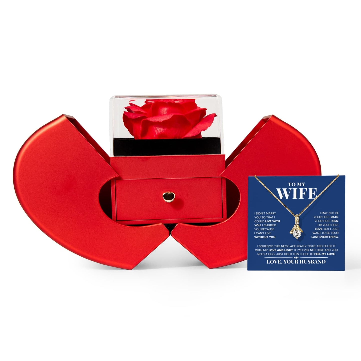 Ziavia Heart Rose Box - Alluring Necklace - Wife Can't Live Without You
