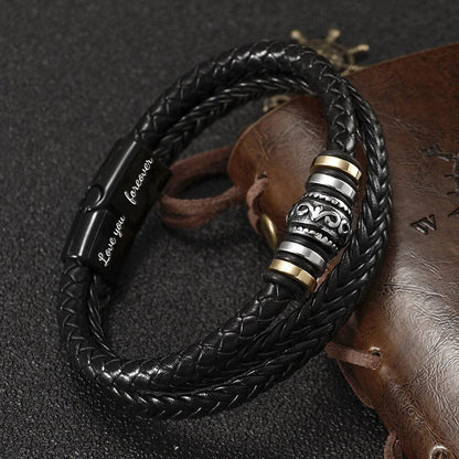 Mother & Son - LOVE YOU FOREVER - MEN'S LEATHER BRACELET (8.6")