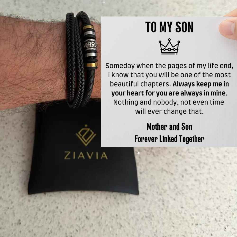 Mother & Son - LOVE YOU FOREVER - MEN'S LEATHER BRACELET (8.6")