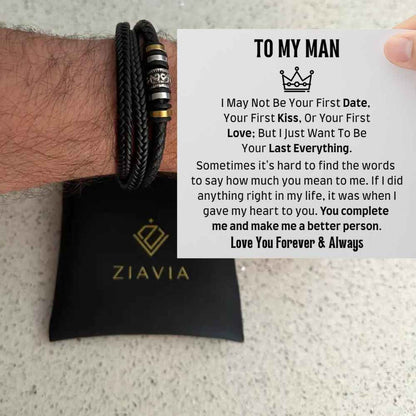 To My Man - Last Everything - MEN'S LEATHER BRACELET (8.6") -